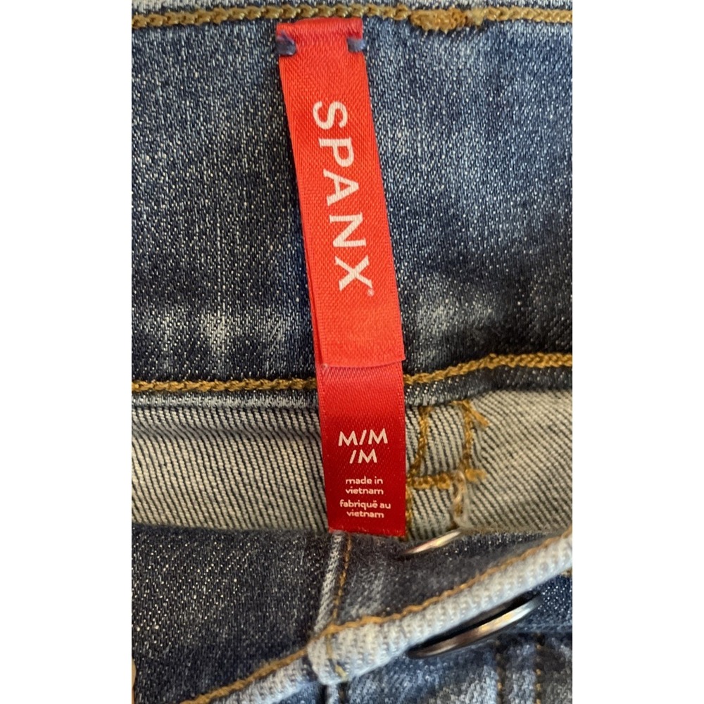 Spanx Air Essential Wide Leg High Rise Patch Pocket Jeans Pull-On Size M Stretch - Picture 9 of 16